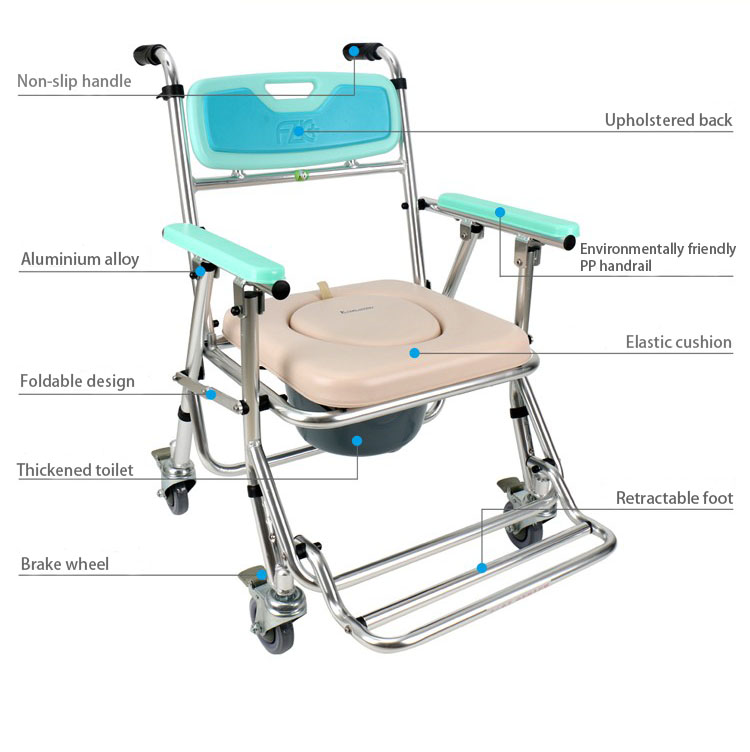China Medical Portable Toilet Wheelchair Move Elderly Patient Nursing