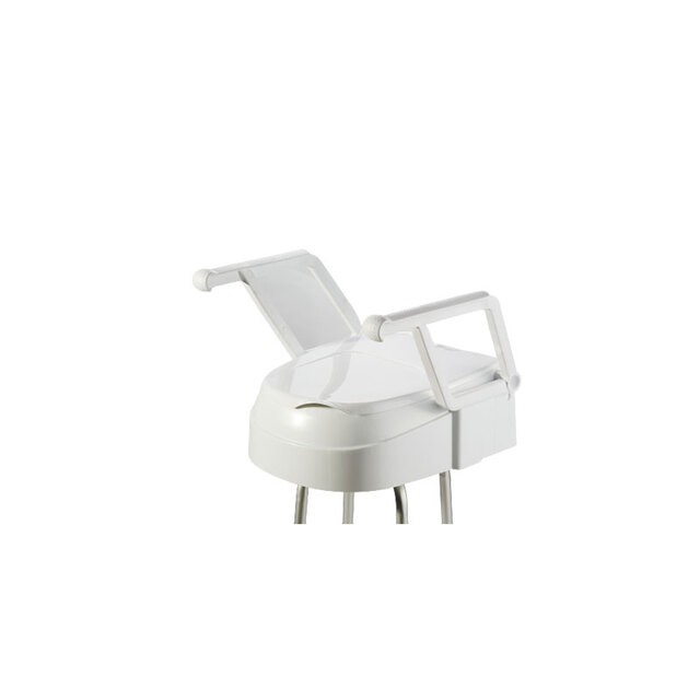 Swivel Armrest, raised toilet seat with seat cover